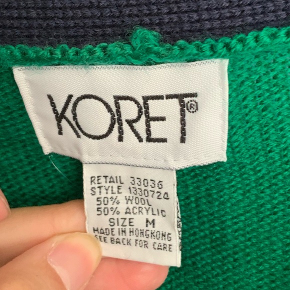 NWT Koret Green Navy and Gold Buttoned Sweater Cardigan - Picture 4 of 7